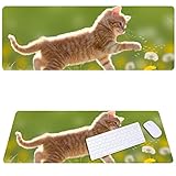 大判 デスクマット 猫柄 布製 マウスパッド パソコン周辺機器 キーボードマット マウスアクセサリ 薄い キーボードマット ゴム底 事務机 耐熱 マウスマット カラー オフィスデスクマット 厚手 1000*500*3 水洗い プレゼント 男女兼用 PCデスク オフィスデスクパッド