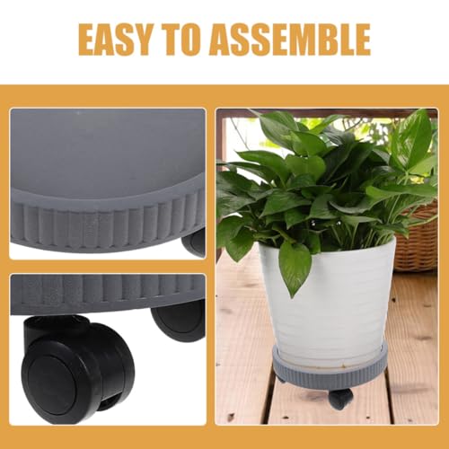 Support rond pour pots de fleurs avec roulettes plastique base mobile