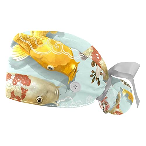 Chapeaux de travail poissons fleurs JDEZ casquettes bouffantes pour hommes femmes