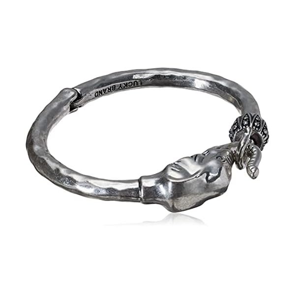 Lucky-Brand-Womens-Bombay-Fillagree-Elephant-Cuff Lucky Brand Silver Elephant Cuff Bracelet, 2.38"