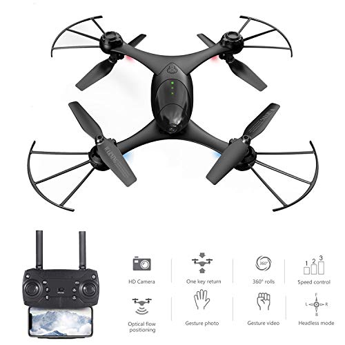 Hotbird Selfie Drone With Camera for Adults 720P HD Dual Camera Optical Flow Positioning Altitude Hold 2.4G Wifi FPV RC Quadcopter Gravity Sensor 3D Flips Rolls 6-Axis Gyro RTF RC Drones