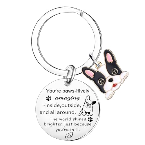 Tihnvk Portachiavi con bulldog francese, regalo di supporto emotivo, bulldog francese, regalo per donne e uomini, regalo di ispirazione per Natale e compleanno per gli amanti dei cani