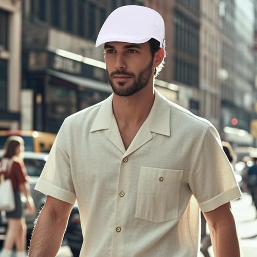 Image of WETOO Men's Flat Cap Gatsby Newsboy Lvy Irish Hats Driving Cabbie Hunting Cap