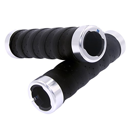 image for KINGOU Black Leather Handlebar Grip for Bicycle/Fixed Gear/Mountain/Fo