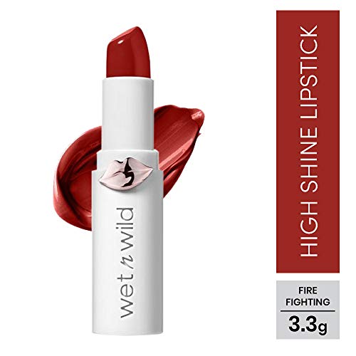 Image of Wet n Wild, Megalast Lipstick, Long-lasting Moisturizing Lipstick with Shine Finish, Hydrating Formula with Microspheres, Natural Marine Plant Extracts, Coenzyme Q10 and Vitamins A & E, Fire-Fighting