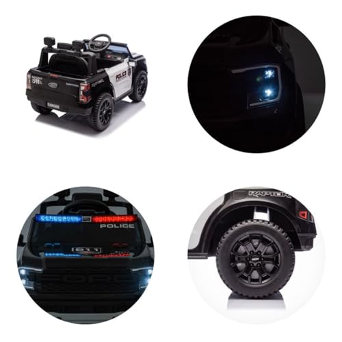 Chipolino Kinder Elektroauto Ford Police Bluetooth, Fernbedienung, Gurt, MP3, Farben:schwarz – Bild 8