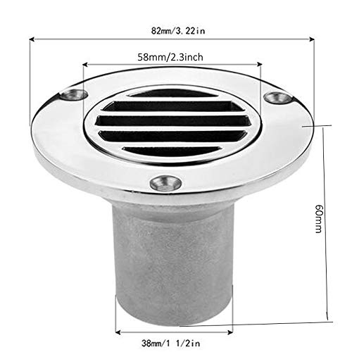 VIGORWORK Yacht Stainless Steel 1-1/2 Inch 38mm Pipe Boat Deck Drain Floor Deck Drainage Fittings for Boat Rowing Boats Accessories Marine - Thumbnail 4