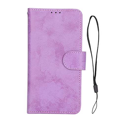 Rankomu Funda magnética 2 en 1 plegable para iPhone 13 Pro Max, funda ultrafina, suave y flexible de TPU con cartera magnética desmontable, a prueba de golpes, polvo, purpurina oro rosa, morado