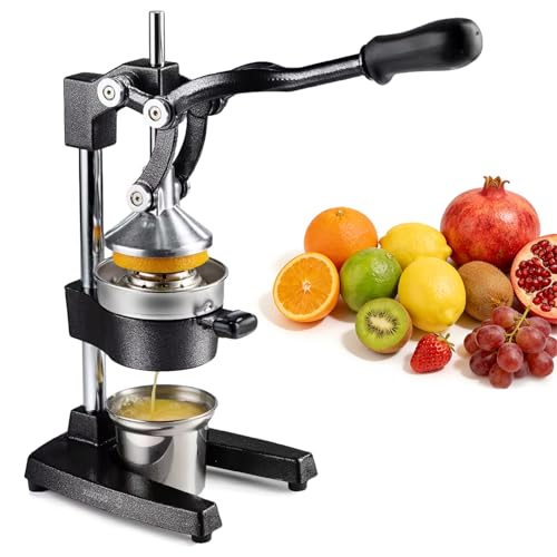 Exprimidor manual de hierro fundido, prensa de frutas pesada, exprimidores profesionales de naranja de grado comercial, prensa de jugo de cítricos de acero inoxidable extraíble, para el hogar