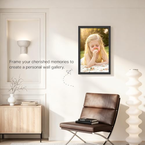 Image of Picrit 11x17 Picture Frame 3 Pack, Wall Mount Display, Black Wood Grain
