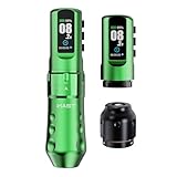 Mast Tattoo Flip4 Pro Machine de Tatouage Sans Fil,7 Courses Réglables de 2,5 à 4,5 mm, 2 Batteries de 2000 mAh pour Débutants et Professionnels,Vert