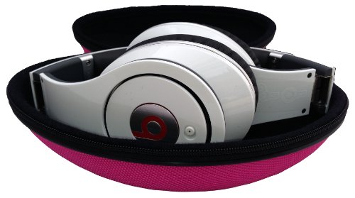 Casebudi Oval Hard Shell Headphone Carrying Case | Travel Pouch Protection Compatible With Foldable Headphones | Pink Ballistic Nylon #TOP2