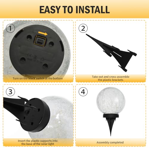 HOTEAGLE 5.9" Large Solar Globe Lights Outdoor Waterproof -2 Pack, 5.9 in - image 8