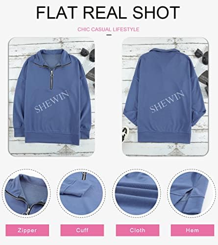 SHEWIN Womens Zipper Sweatshirt Casual Soft Long Sleeve Pullover Tops Shirts 3 SHEWIN Womens Zipper Sweatshirt Casual Soft Long Sleeve Pullover Tops Shirts