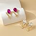 V Letter Earrings for Women Matte Gold Red White Big Heart Crystal S925 Silver Needle Stud Earings Luxury Brand Ladies Jewelry (White crystal)