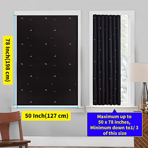 Goabroa (2 Pack) Portable Baby Travel Windows Blackout Curtain, 78"X 50" Adjustable Temporary Blackout Shades With Suction Cups For Nursery Or Dorm Room - Moon & Stars Pattern #TOP3