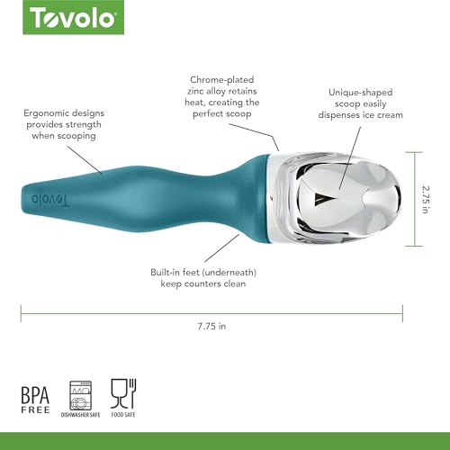 Image of Tovolo Ice Cream Scoop Marine Blue Dishwasher Safe Heavy Duty Ice Cream Scooper with Elevated Tilt Up Design, Heat Retaining Ice Cream Scoops with Non Slip Handle for Cookie Dough, Gelato, Sorbet