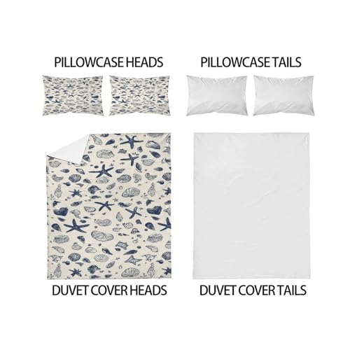 Parure de lit thème animal marin housse de couette microfibre double 200x200