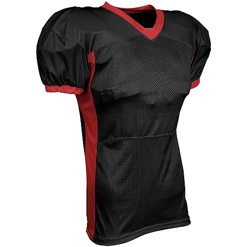 CHAMPRO Men's Standard Adult Blitz Football Jersey, Black, Scarlet