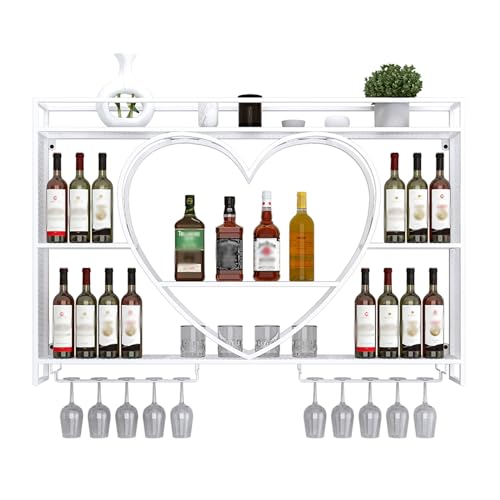 Support mural pour bouteilles d'alcool en forme de cœur, finition blanche - 2