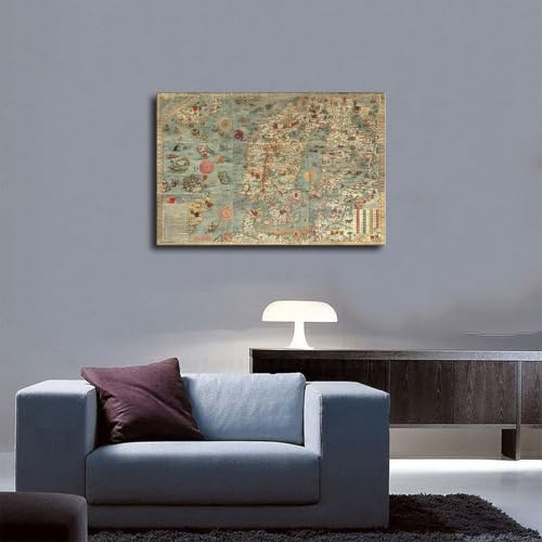 Impression sur toile Carta Marina déco murale premium