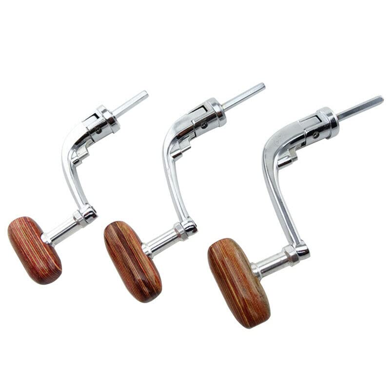 Wood Fishing Reel Handle Knob Crank Handle Folding Carp Reel Wooden Tackle Rod (Medium)
