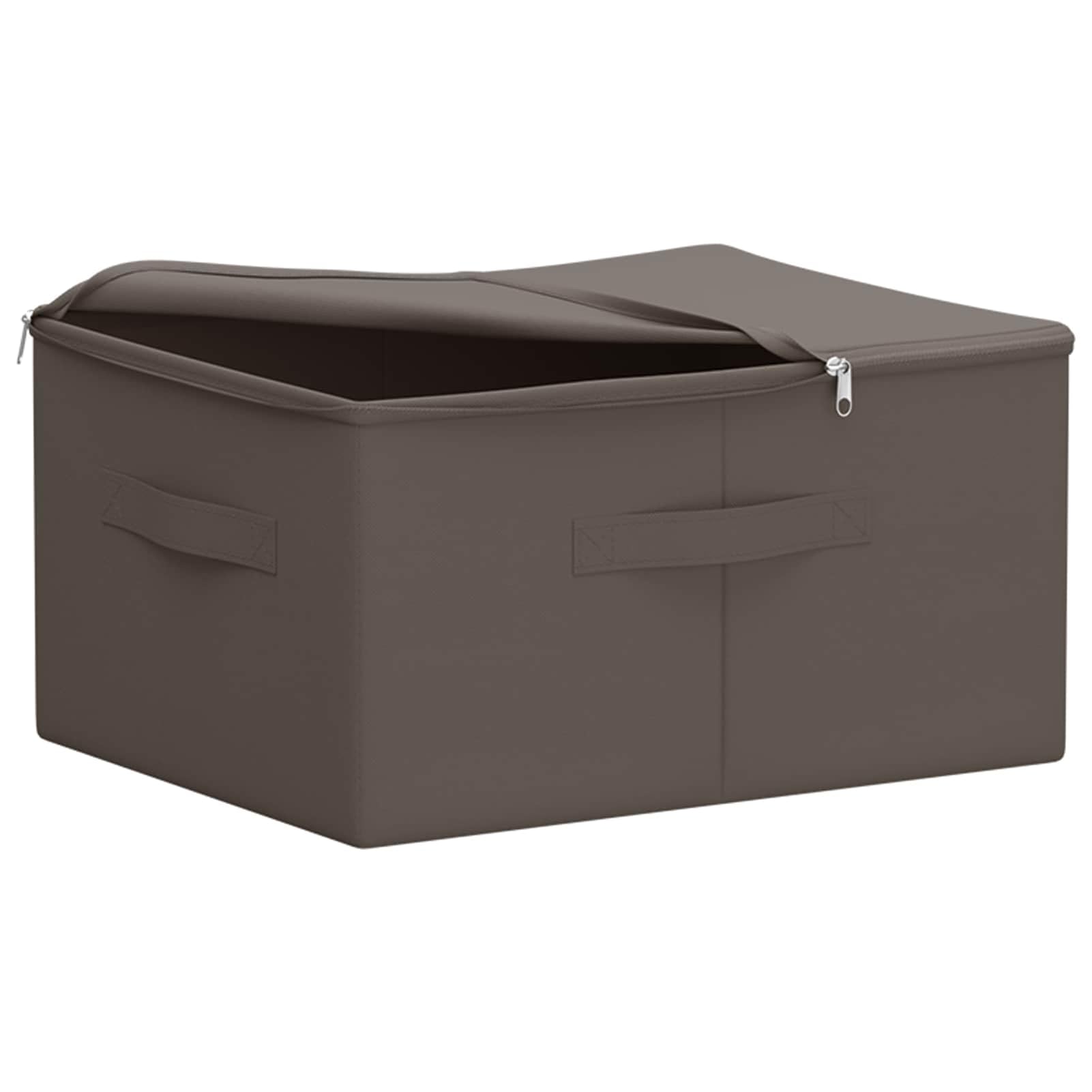 Gecheer Aufbewahrungsbox 24 pcs Grau 43 x 34 x 23 cm Vliesstoff, Faltbare Stoffbox mit Deckel & Verstärkten Griffen Kleiderbox für Schrank Regal Kleidung42024625