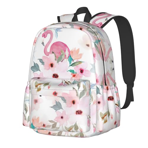 Sac à dos d'école floral et flamant rose pour fille garçon idéal voyage et loisirs