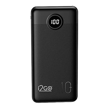 I2GO, Carregador Portátil (Power Bank) Ultra Rápido 10000mAh, Power Delivery 20W, 2 Saídas USB + 1 Saída/Entrada USB-C, Preto, i2GO PRO