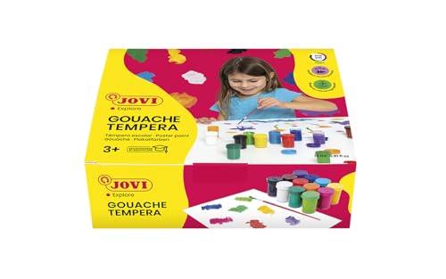 Jovi Plakatfarben Set, Tempera für die Schule, auf Wasserbasis, 12 Farben je 15 ml