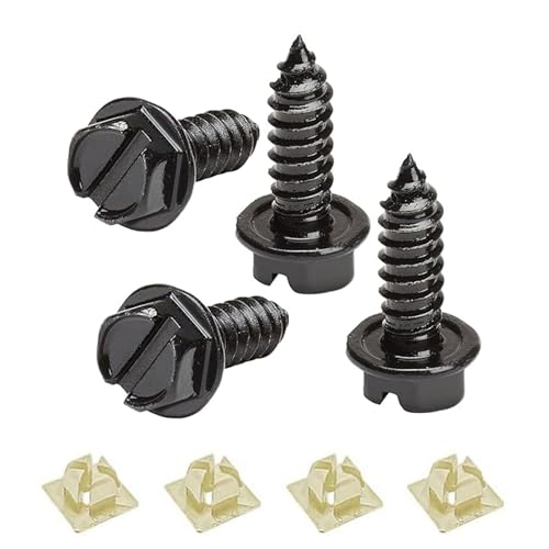 License Plate Screws with Rustproof Finish,License Plate Bolts for Domestic Vehicles - Stainless Steel Screws for License Plates +Screw Retainers(Black)