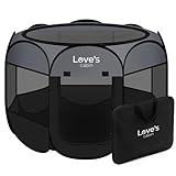 Love's cabin Pet Puppy Dog Playpen, Small Dog Tent Crates Cage Indoor/Outdoor, Portable Playpen for Cat, Foldable Pop Up Dog Kennel Playpen with Carring Case, Removable Zipper Top, Dark Grey