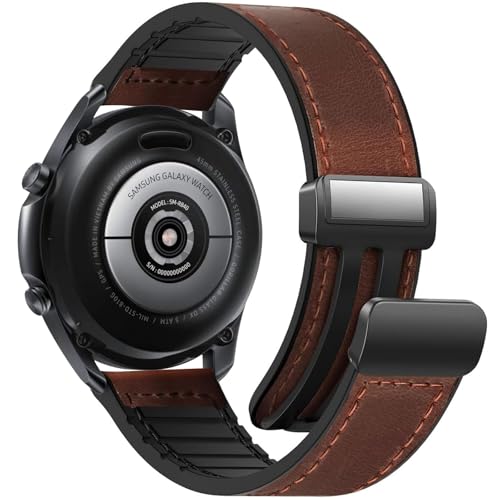 WestEagle Magnetic Leather Band Compatible with Samsung Galaxy Watch 3 45mm/Galaxy Watch 46mm Bands/Gear S3 Frontier Quick Release 22mm Strap Replacement Wristband for Men Women