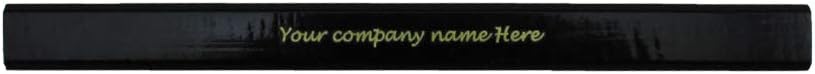 EZPENCILS & GIFTS Personalized Carpenter Pencils Bulk – Black body – Package of 70 - Custom Text - 2HB black Lead – Wide Graphite - Art-Wood-Construction, **FREE-PERSONALIZATION**
