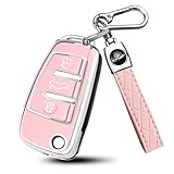MILD EAST for Audi Key Fob Cover Compatible with A1 A3 Q3 Q7 R8 A6L TT 3 Button Flip Key Shell Case