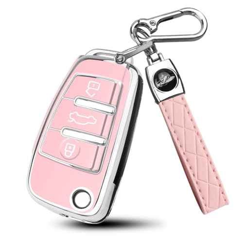 MILD EAST for Audi Key Fob Cover Compatible with A1 A3 Q3 Q7 R8 A6L TT 3 Button Flip Key Shell Case