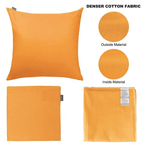 4-Pack 100% Cotton Comfortable Solid Decorative Throw Pillow Case Square Cushion Cover Pillowcase Sublimation Blank Pillow Covers(Cover Only,No Insert)(18X18 Inch/ 45X45Cm,Pumpkin Orange) #TOP5
