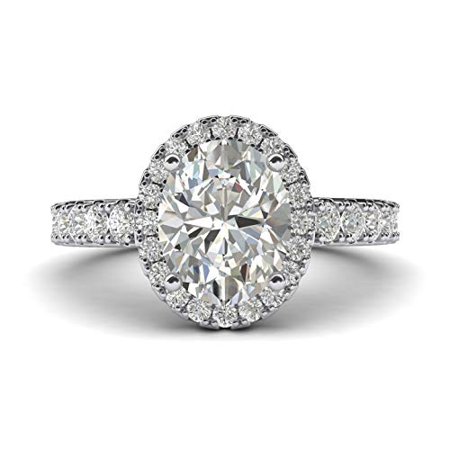 Bague de fiançailles argent sterling massif 925 et grand diamant simulé