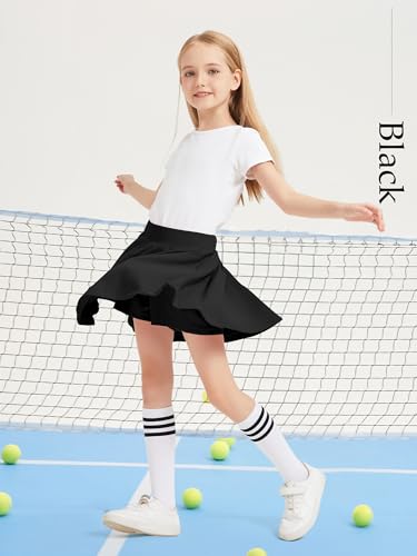 Girls Tennis Skirt with Pockets Kids Teen Sports Skirt with Lining Shorts High Elastic Waist A Line Stretchy Skirt3