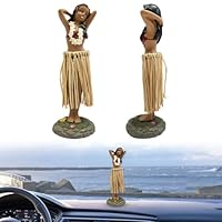 Pluvyze Hawaiianische Tanzfigur Armaturenbrett-Ornamente Wackelfigur Auto Hawaii Hula Girl Posing Mini-HulaTänzerin Figurine Dekoration,Geeignet für Autos,Schreibtische,Büros,Wackelköpfe