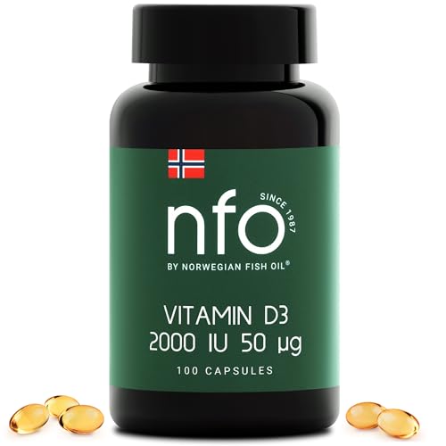 Image of NFO Vitamin D3 2000 IU (50 mcg) [100 Capsules] Natural Norwegian High-Potency Vitamin D3 Complex - Cholecalciferol Form with +30% Greater Absorption - Supports Immune System and Bone Health*