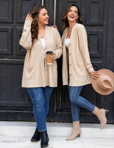 Image of MONNURO Plus Size Cardigan for Women Lightweight Open Front with Pockets
