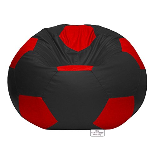 Image of RnS Rest 'n' Sleep - Bean Bag Football Chair Filled with Beans, with 1 Year Warranty (Red /Dark Grey, XXXL)