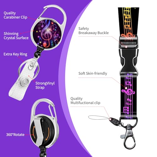 Buduozhi FASHIONABLE ID BADGE HOLDER Music Lanyards For Id Badges, Funny Music Teacher Gifts Retractable Badge Holder thumb #3