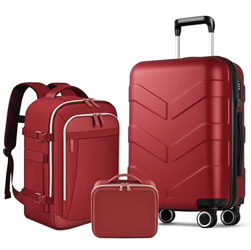 Set With Backpack - 21in Suitcase With Tsa Lock & Spinner Wh