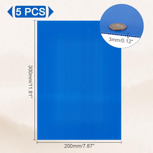 Image of AHANDMAKER 5 Pcs Blue Corrugated Plastic Sheets, 7.8x11.8 Inch, 3mm Thick Blank Yard Signs for DIY Crafts, Indoor and Outdoor Party Decor
