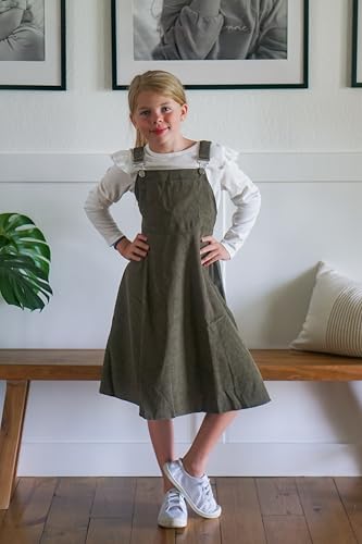 HIHA Little Girls Corduroy Overall Dress Adjustable Strap Suspender Dress Set2