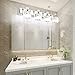 Ralbay Modern LED Crystal Bathroom Vanity Lights 4-Lights Stainless Steel Crystal Vanity Lights Over Mirror Modern Crystal Bathroom Vanity Lighting Fixtures