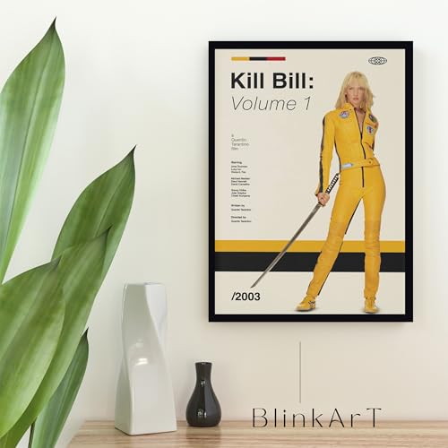 Image of BLINKART Kill Bill Volume 1 Vintage Movie Poster Frame 8x12 Inch | Premium 300 GSM Paper Wall Print | Mid Century Vintage Film Artwork for Home, Bedroom, Living Room, Office | Framed Photo Decor