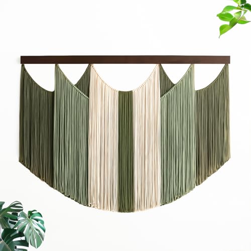 Tie-Dye Macrame Wall Hanging Large Dip Dye Yarn Tapestry Home Boho Wall Decor Ombre Art Headboard Bedroom Living Room Apartment Birthday Gift Xmas,Green with Beige by FZHLR - Used condition - US$30.09